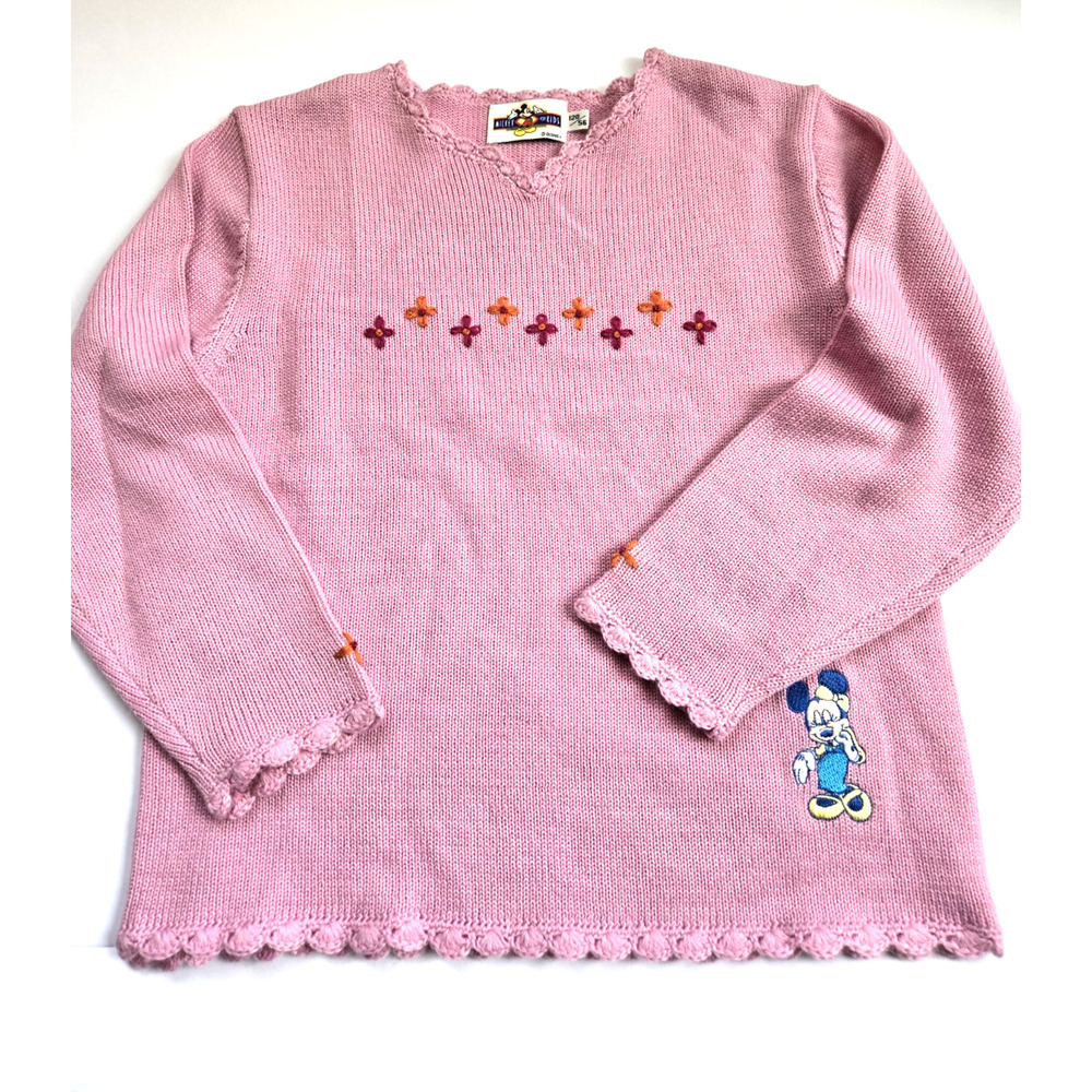 Girls‎ Vintage Minnie Mouse Mickey For Kids Pink Sweater EUC 120/56